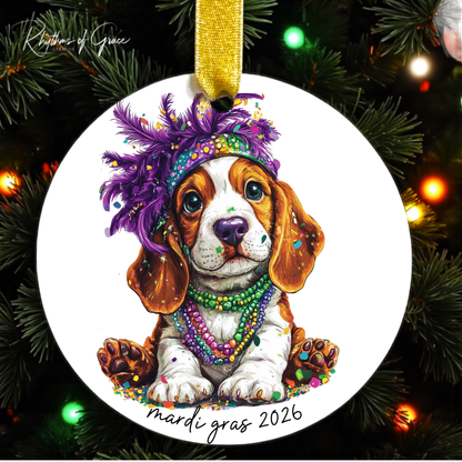 Mardi Gras Dog Breed Ornament | Personalized Pet Keepsake