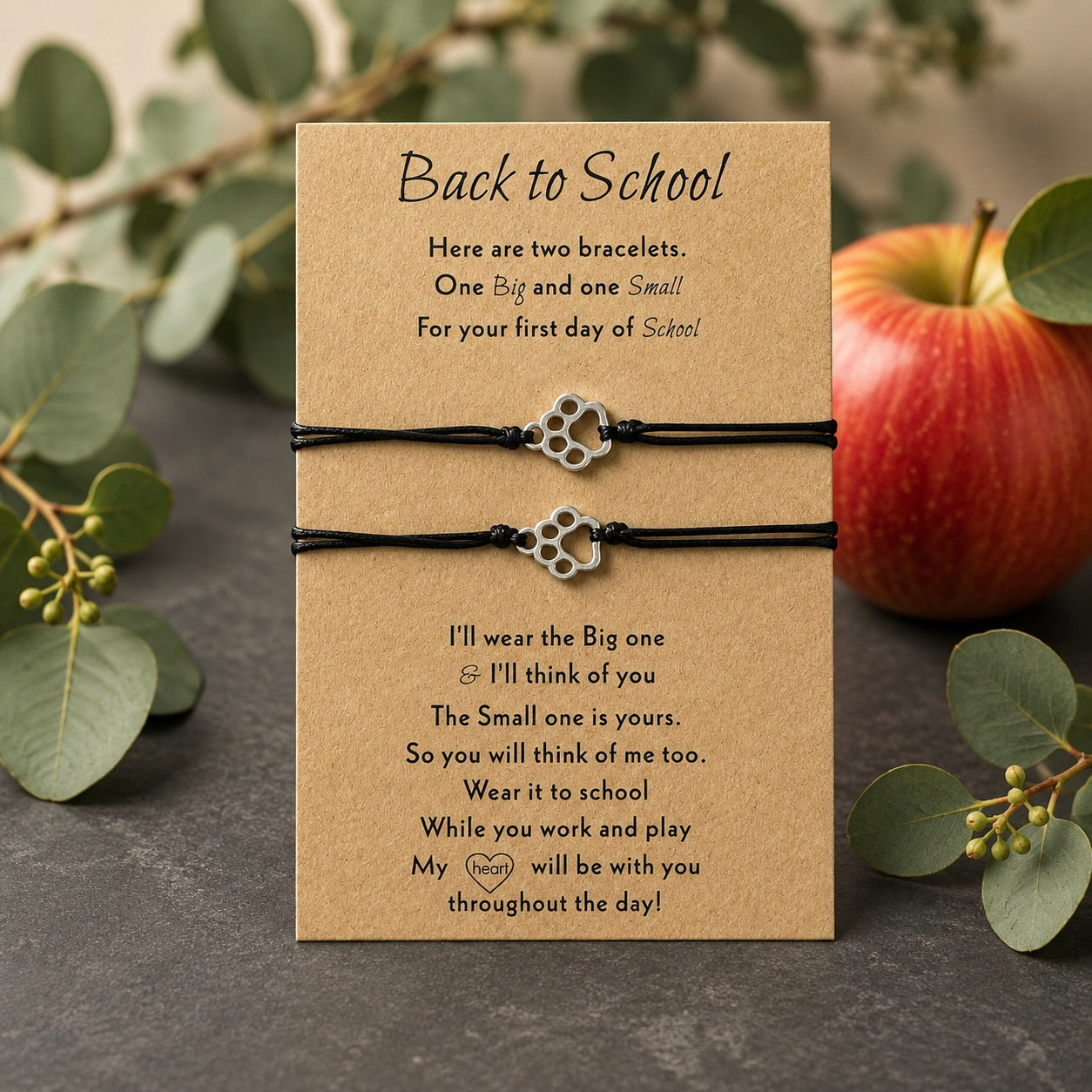 Back to School Paw Print Friendship Bracelets | Parent & Child Gift