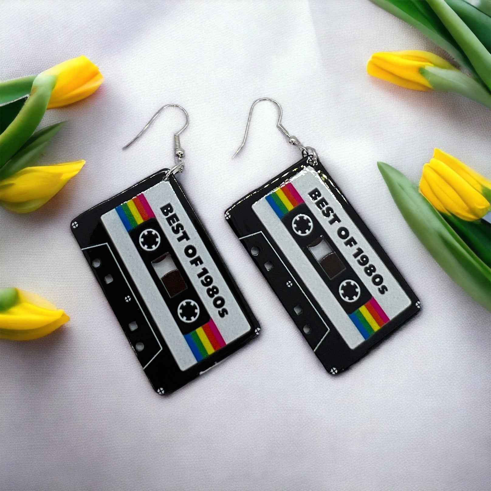 Cassette Earrings - Concert, Music Teacher, Music Gift, Eighties, Retro Jewelry, Cassette Tape, Music Fest, Music Earrings