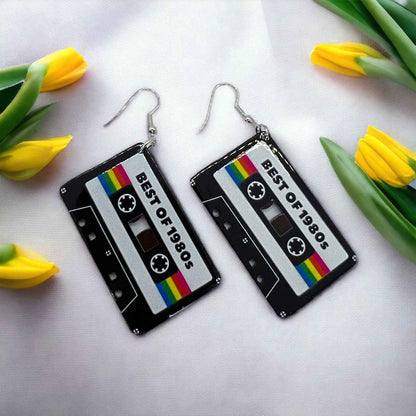 Cassette Earrings - Concert, Music Teacher, Music Gift, Eighties, Retro Jewelry, Cassette Tape, Music Fest, Music Earrings