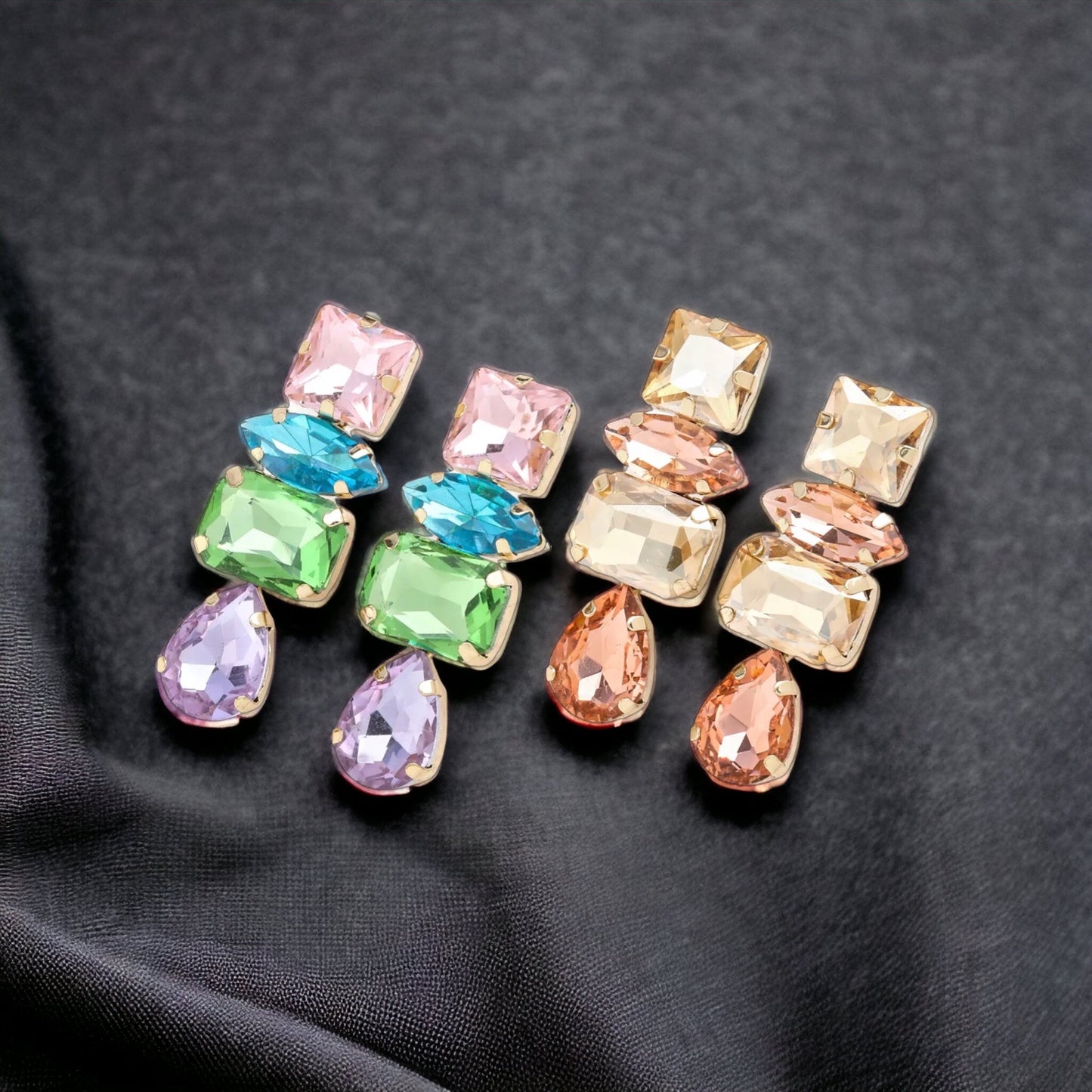 Sparkle in Style: Pastel Rhinestone Drop Earrings - Rhythms of Grace Creative