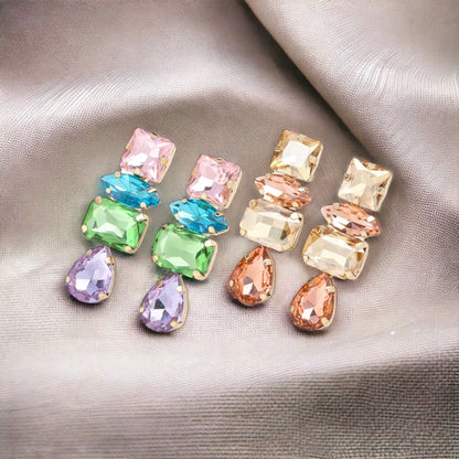 Sparkle in Style: Pastel Rhinestone Drop Earrings - Rhythms of Grace Creative