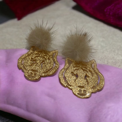 Tiger Earrings - Louisiana Football, Tiger Jewelry, Handmade Earrings, Tigers, Bengal Tigers Earring, Handmade Jewelry, Tiger Accessories - Rhythms of Grace Creative