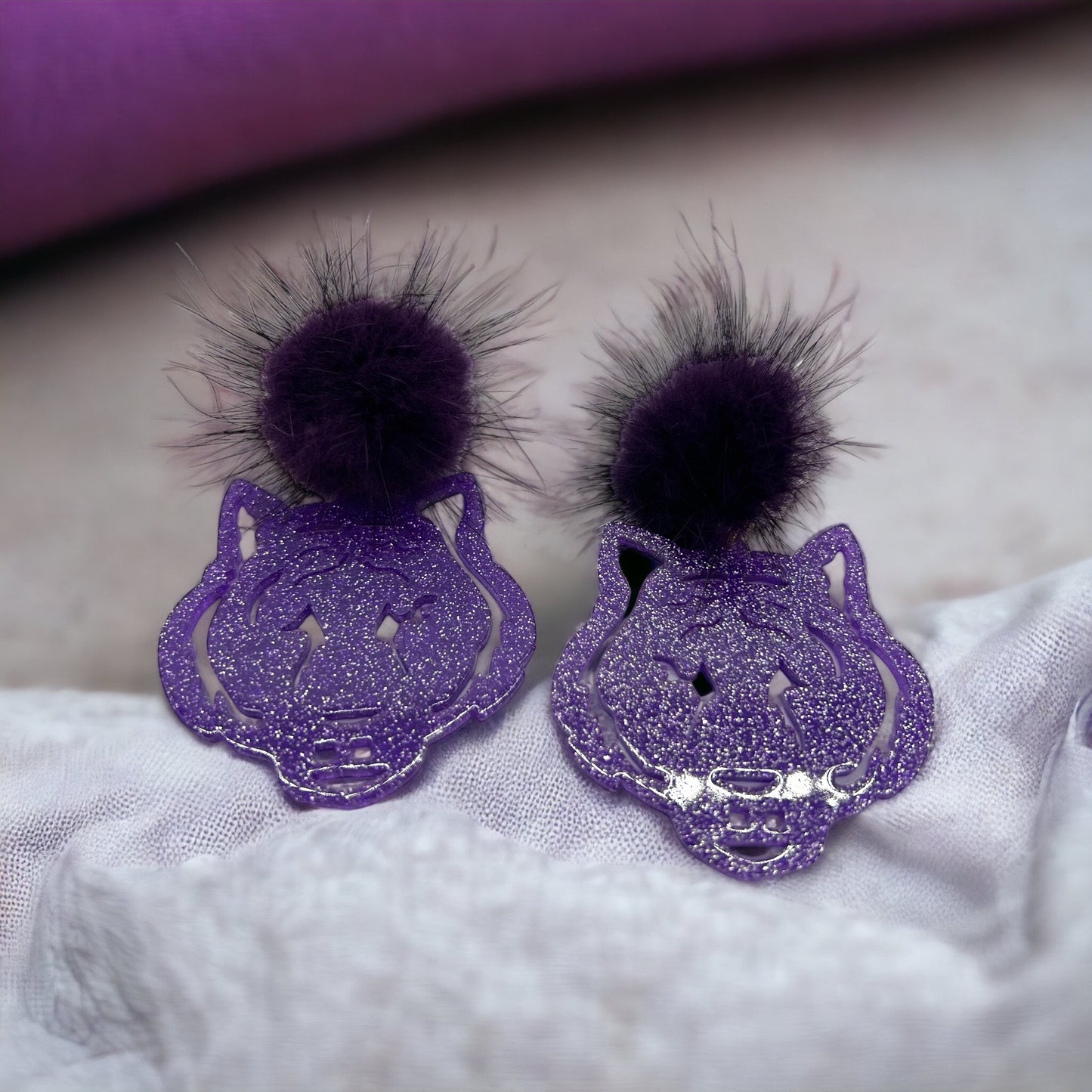 Tiger Earrings - Louisiana Football, Tiger Jewelry, Handmade Earrings, Tigers, Bengal Tigers Earring, Handmade Jewelry, Tiger Accessories - Rhythms of Grace Creative