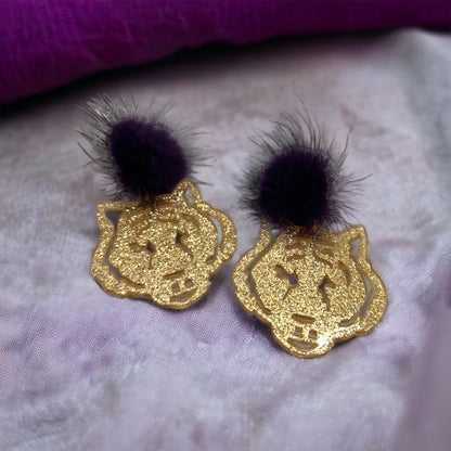 Tiger Earrings - Louisiana Football, Tiger Jewelry, Handmade Earrings, Tigers, Bengal Tigers Earring, Handmade Jewelry, Tiger Accessories - Rhythms of Grace Creative