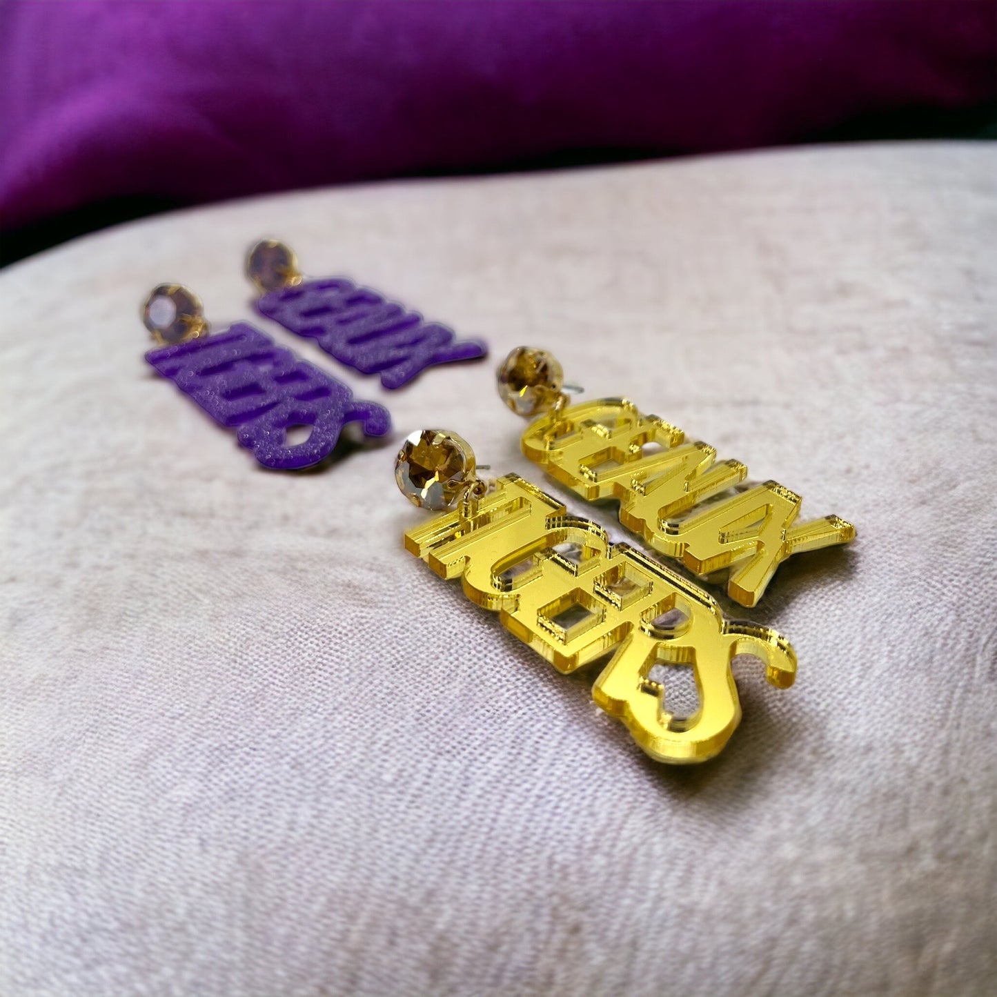 Geaux Tigers Earrings - Tiger Earrings, College Football Earrings, Handmade Jewelry, Purple and Gold, Football, Handmade Earrings, Louisiana - Rhythms of Grace Creative
