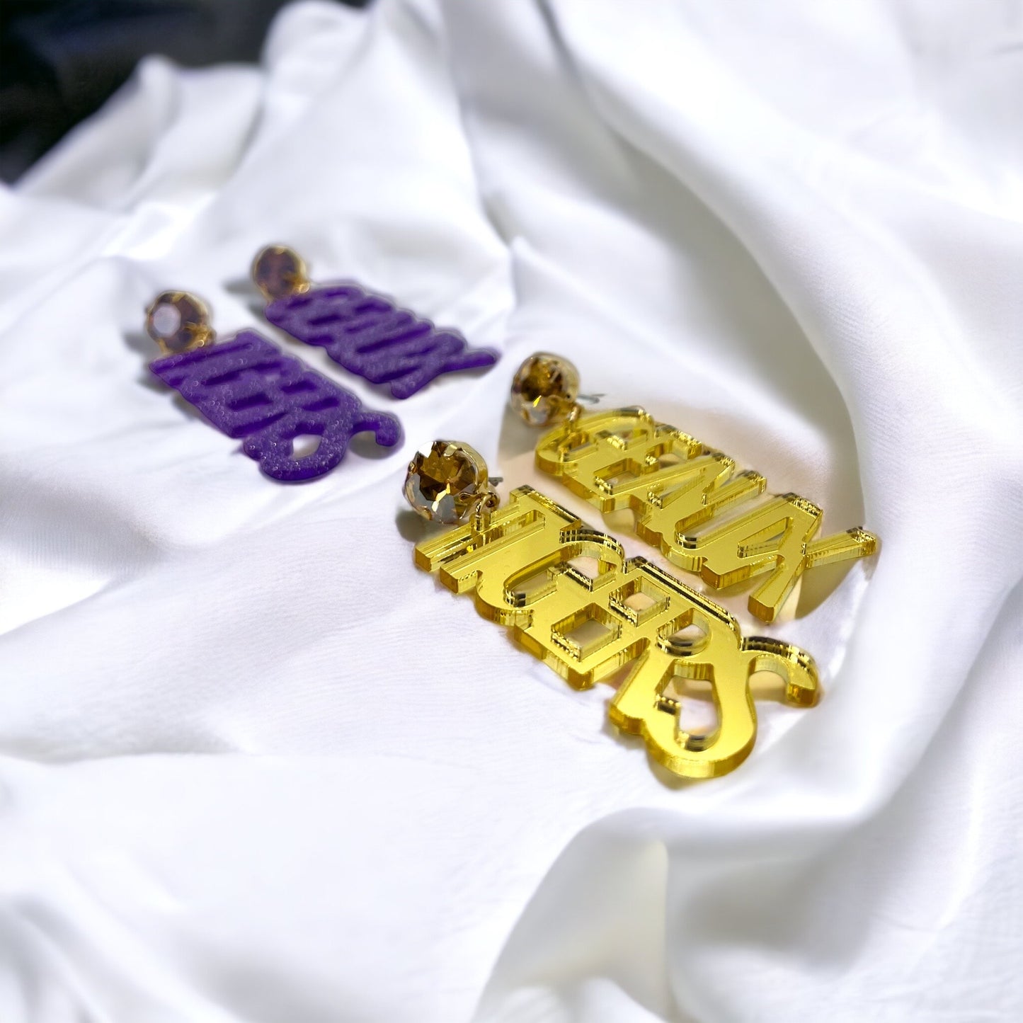 Geaux Tigers Earrings - Tiger Earrings, College Football Earrings, Handmade Jewelry, Purple and Gold, Football, Handmade Earrings, Louisiana - Rhythms of Grace Creative