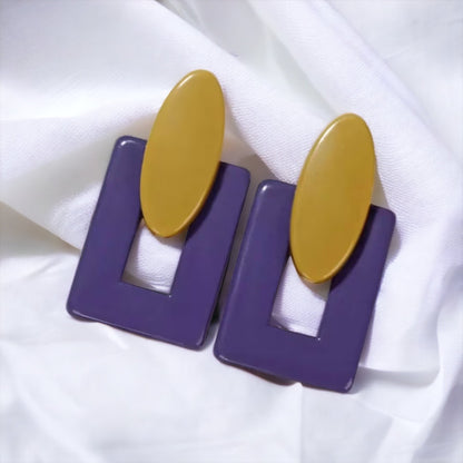 Purple and Gold Earrings - Purple Gold, Louisiana Football, Handmade Earrings, Purple and Gold Jewelry, Purple Earrings, Geode Gift, Tiger - Rhythms of Grace Creative