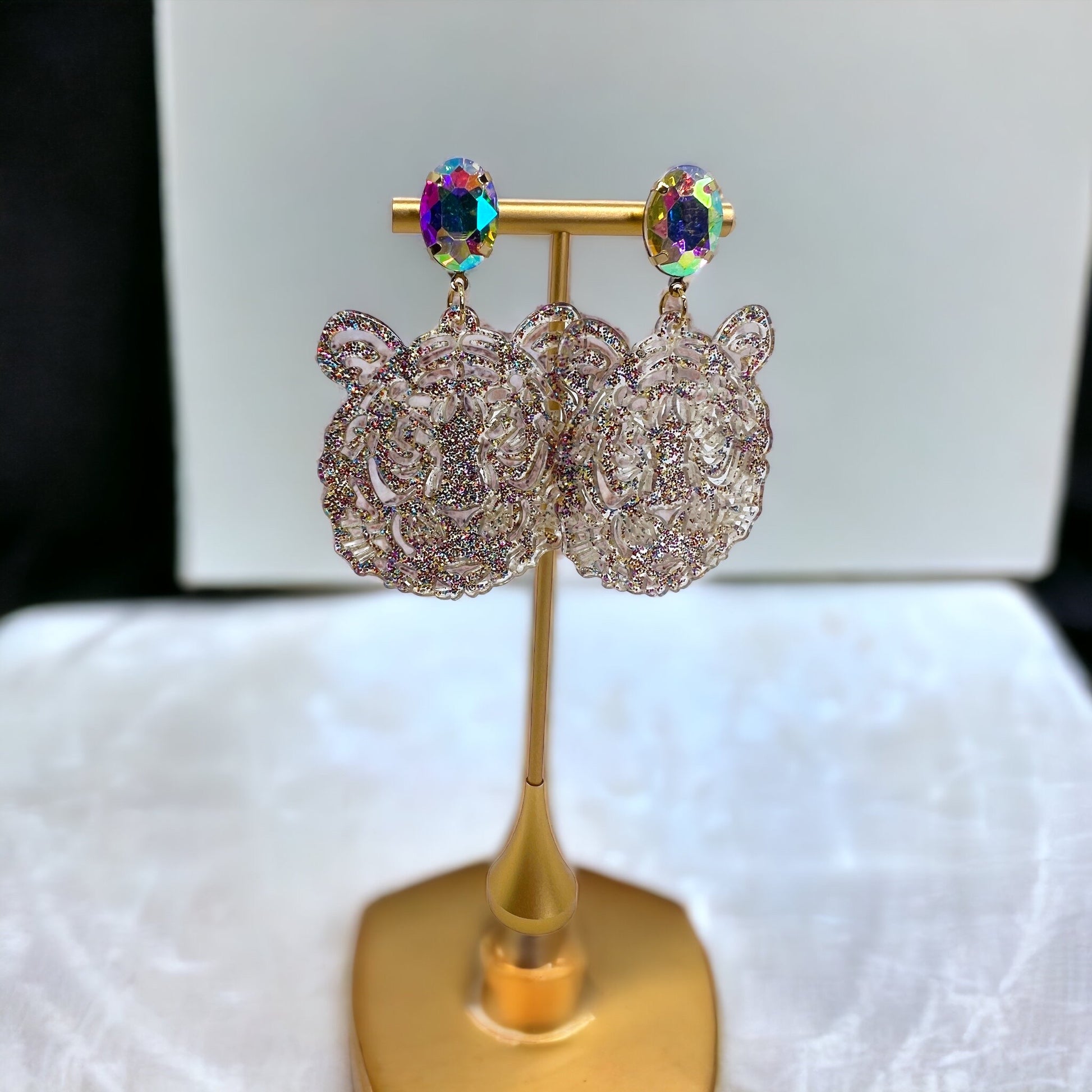 Purple and Gold Tiger Earrings - Tigers Earrings, Purple and Gold, Handmade Earrings, Tiger Earrings, Tiger Jewelry, Louisiana Football - Rhythms of Grace Creative