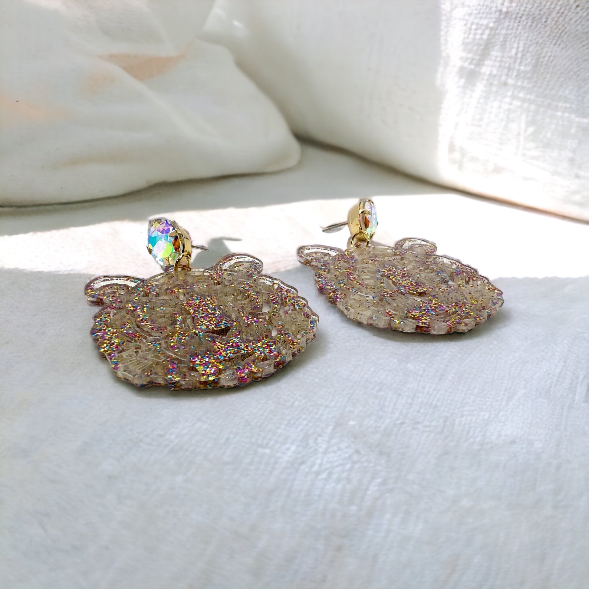 Purple and Gold Tiger Earrings - Tigers Earrings, Purple and Gold, Handmade Earrings, Tiger Earrings, Tiger Jewelry, Louisiana Football - Rhythms of Grace Creative