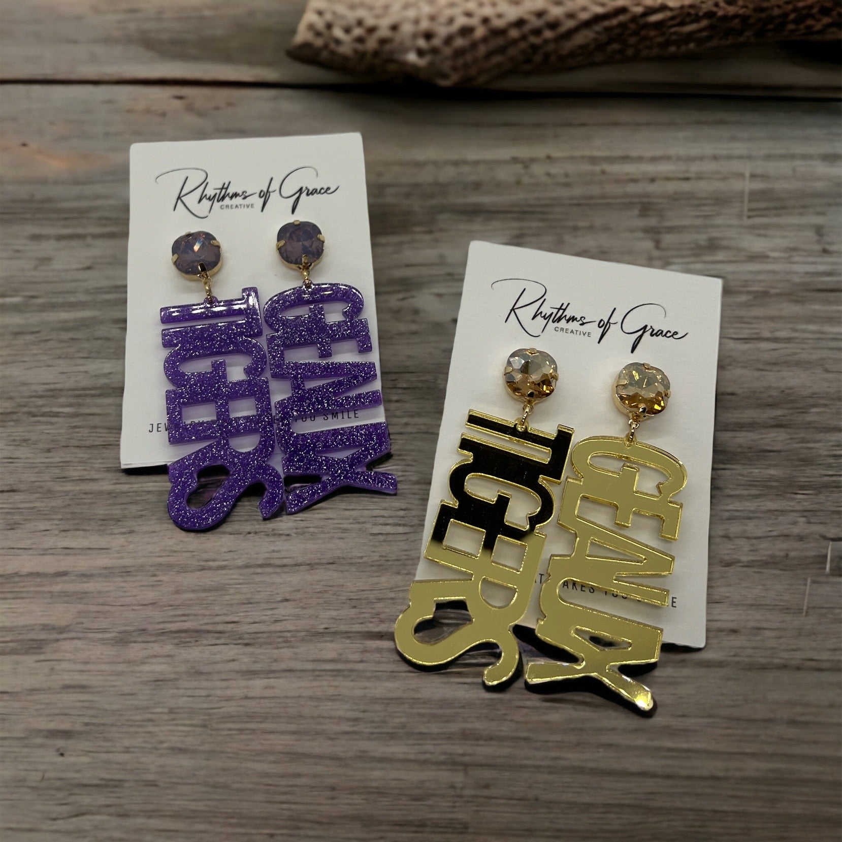 Geaux Tigers Earrings - Tiger Earrings, College Football Earrings, Handmade Jewelry, Purple and Gold, Football, Handmade Earrings, Louisiana - Rhythms of Grace Creative