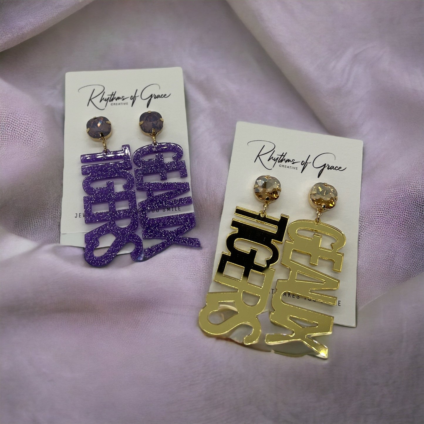 Geaux Tigers Earrings - Tiger Earrings, College Football Earrings, Handmade Jewelry, Purple and Gold, Football, Handmade Earrings, Louisiana - Rhythms of Grace Creative