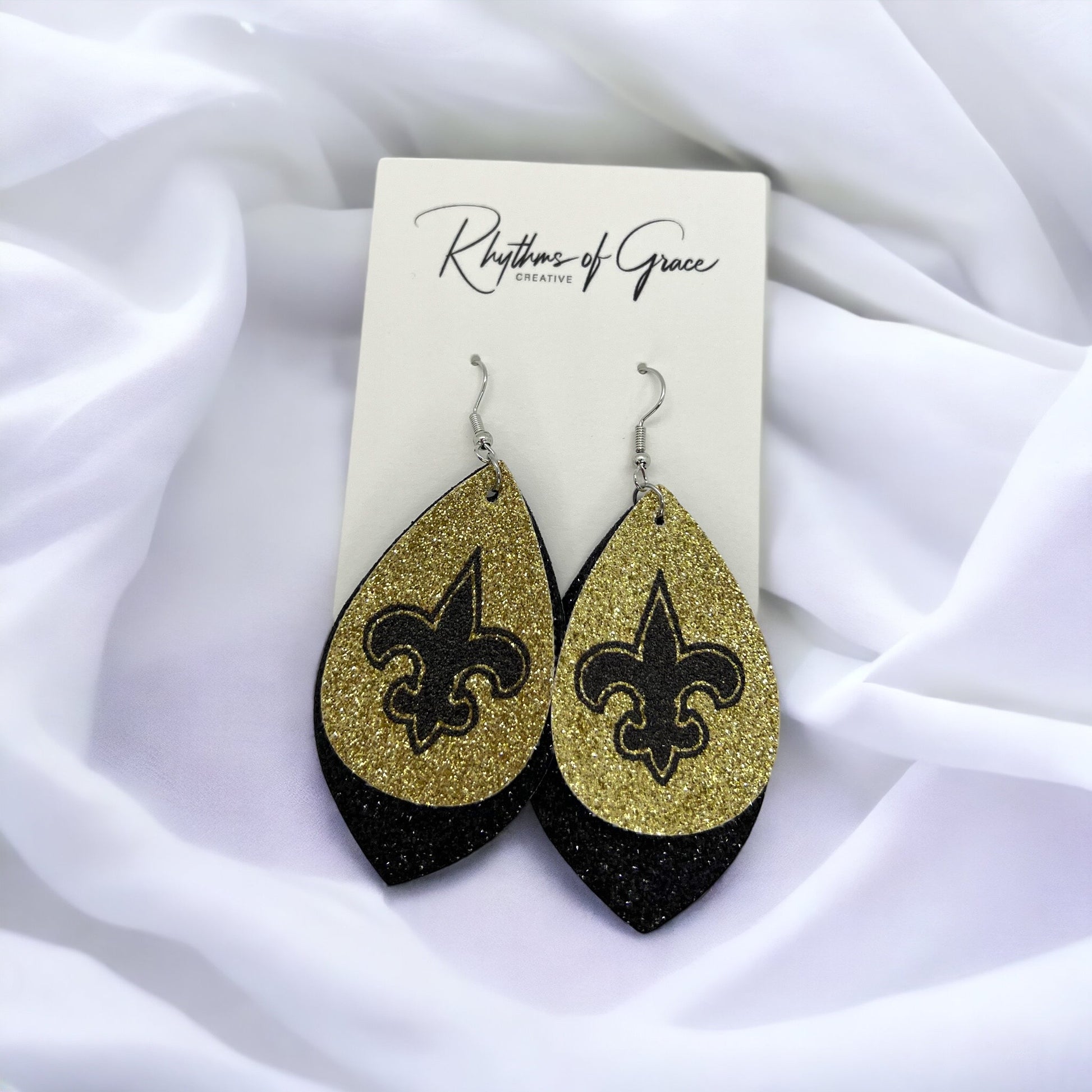 Who Dat Glam! New Orleans Saints Earrings ⚜️ - Rhythms of Grace Creative