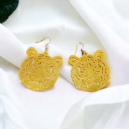 Purple and Gold Tiger Earrings - Tigers Earrings, Purple and Gold, Handmade Earrings, Tiger Earrings, Tiger Jewelry, Louisiana Football - Rhythms of Grace Creative