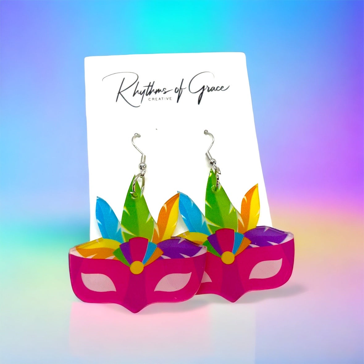 Mardi Gras Magic: Vibrant Mask Earrings to Dazzle Your Celebration! 🎭✨ - Rhythms of Grace Creative