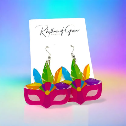 Mardi Gras Magic: Vibrant Mask Earrings to Dazzle Your Celebration! 🎭✨ - Rhythms of Grace Creative