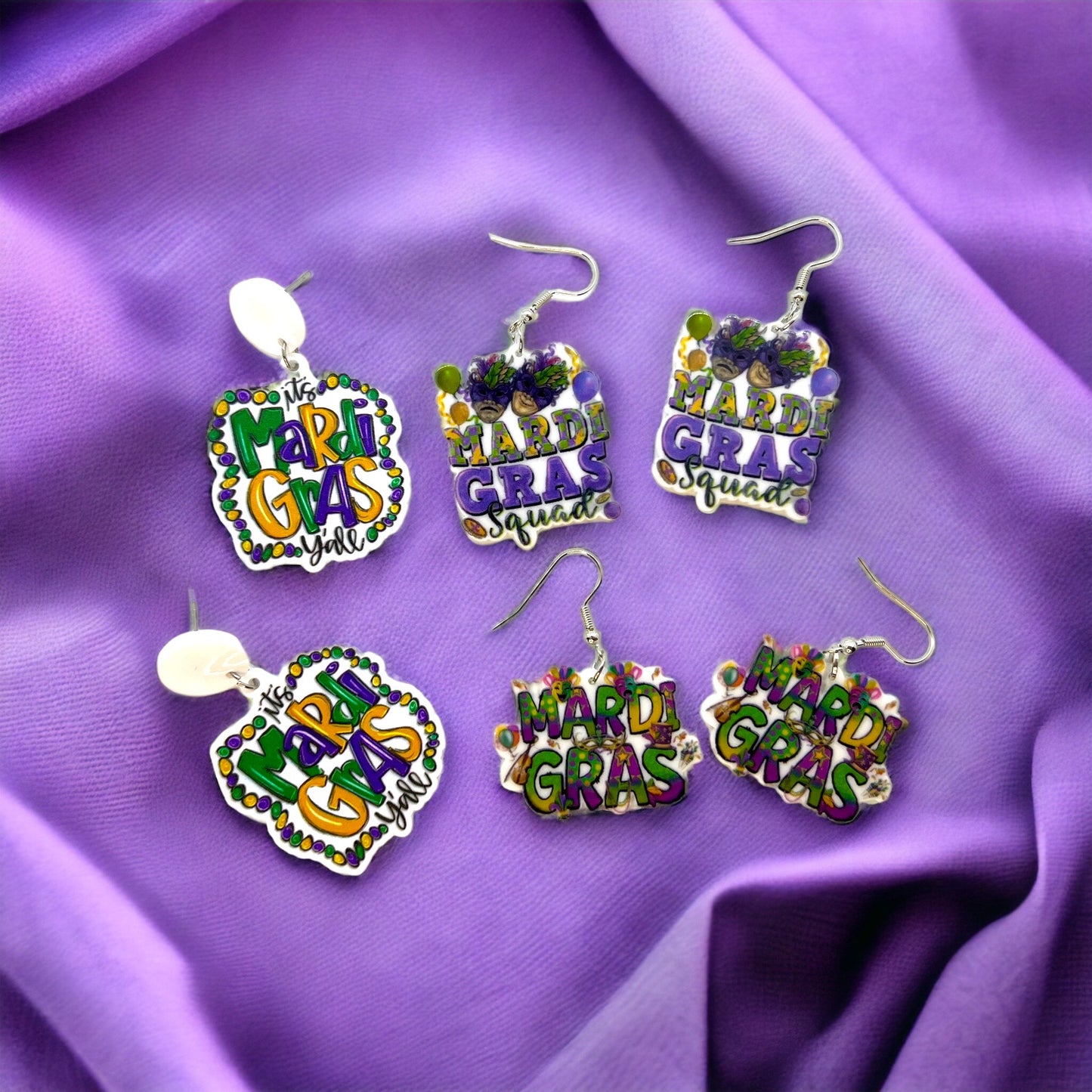 Mardi Gras Dangle Earrings – Festive Fun in Three Unique Designs! - Rhythms of Grace Creative