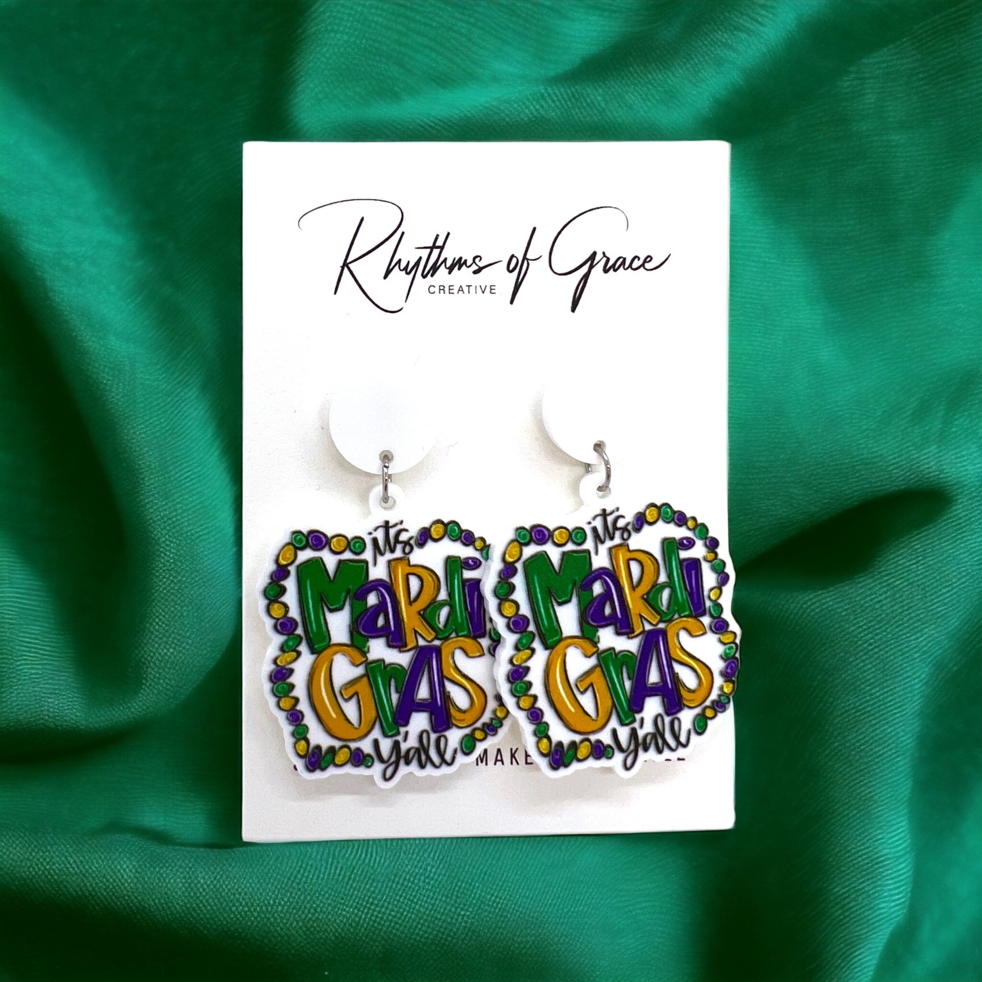 Mardi Gras Dangle Earrings – Festive Fun in Three Unique Designs! - Rhythms of Grace Creative