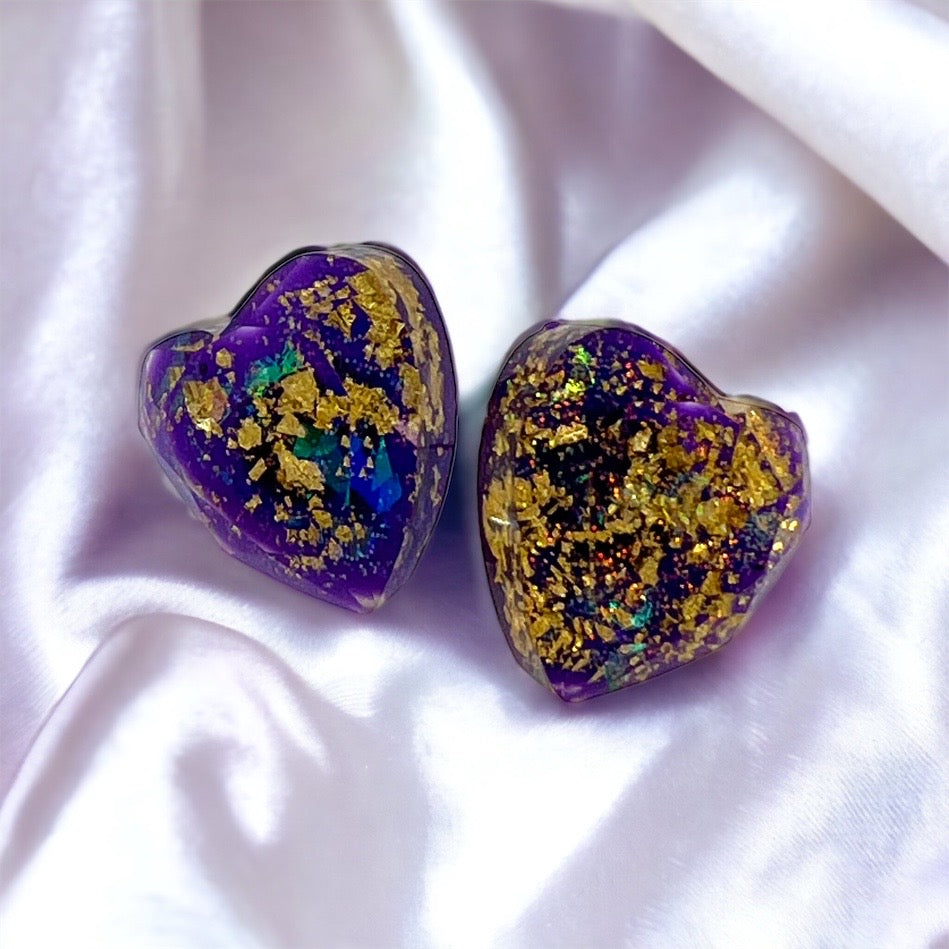 Sparkle & Shine: Mardi Gras Glitter Heart Studs for Festive Vibes! 🎭✨ - Rhythms of Grace Creative