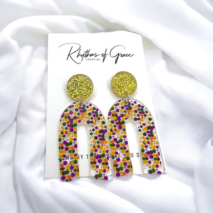 Sparkle & Shine with Our Festive Mardi Gras Dangle Earrings! 🎭 - Rhythms of Grace Creative
