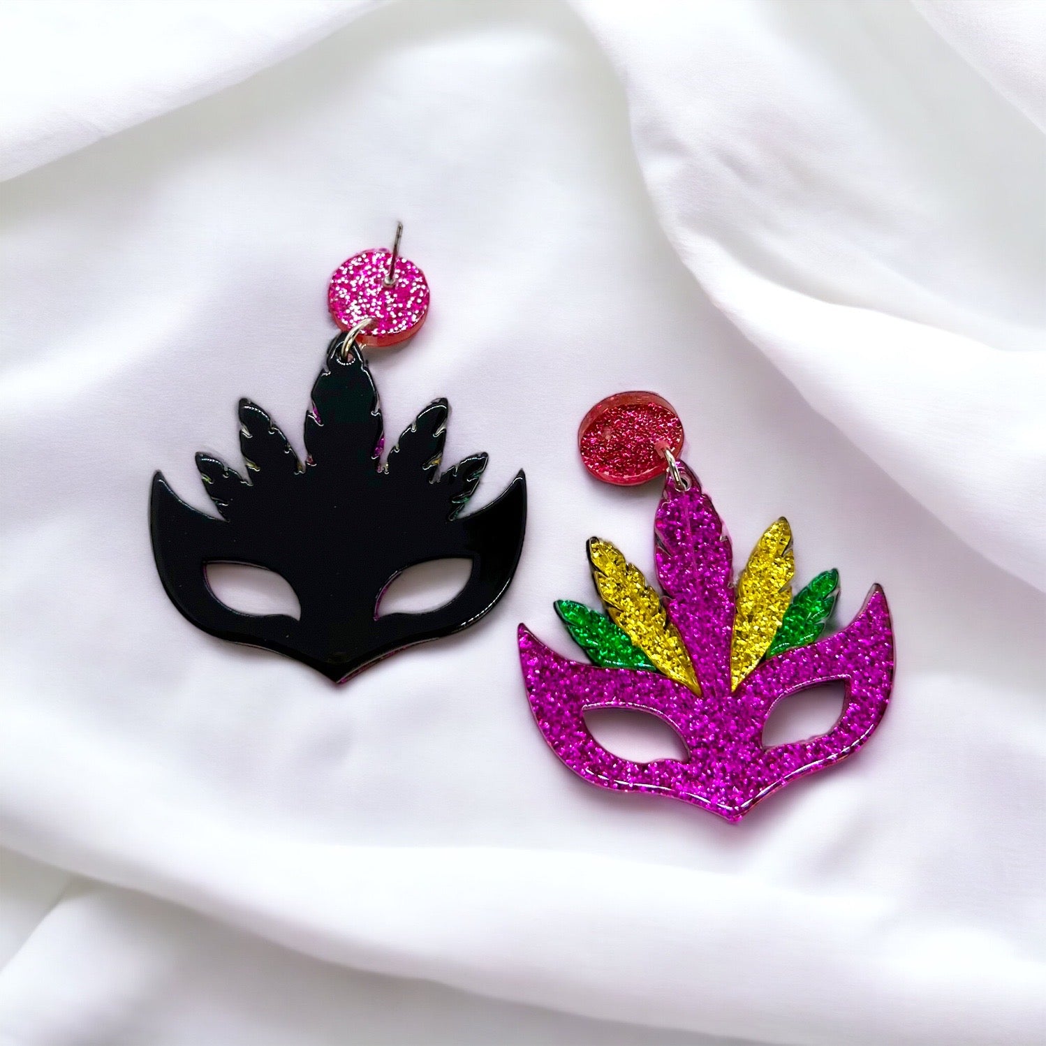 Mardi Gras Magic: Vibrant Mask Earrings to Dazzle Your Celebration! 🎭✨ - Rhythms of Grace Creative