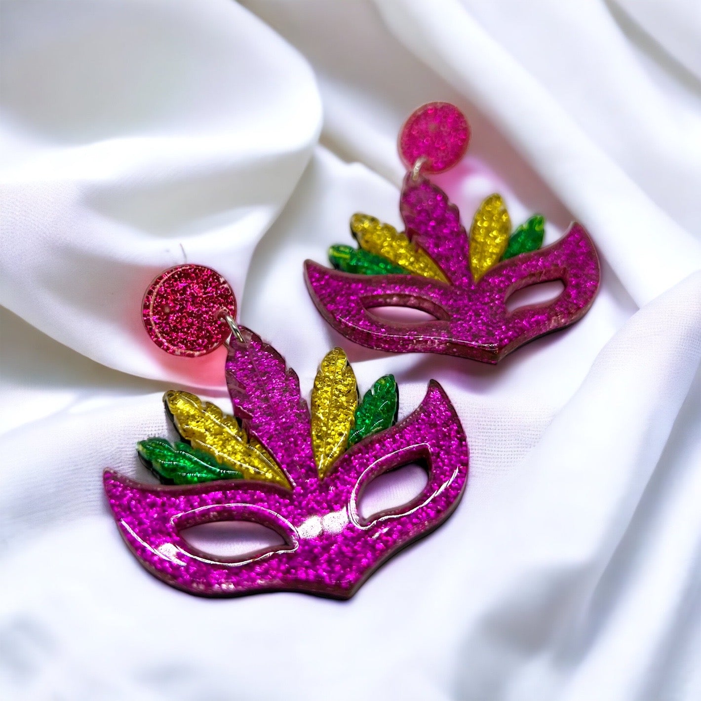 Mardi Gras Magic: Vibrant Mask Earrings to Dazzle Your Celebration! 🎭✨ - Rhythms of Grace Creative