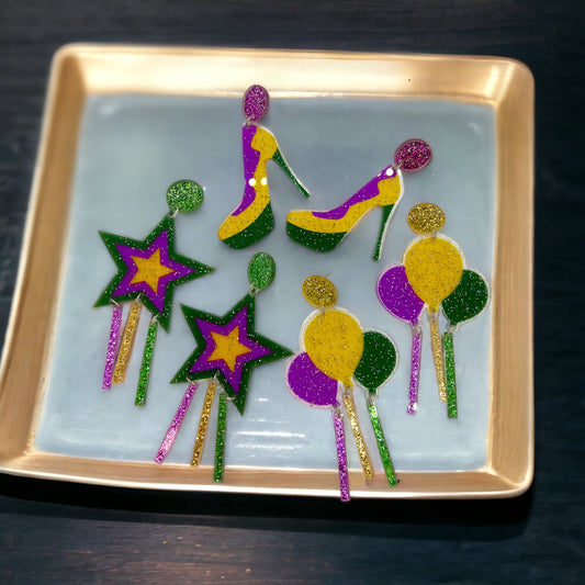 Sparkle & Shine with Our Festive Mardi Gras Dangle Earrings! 🎭 - Rhythms of Grace Creative