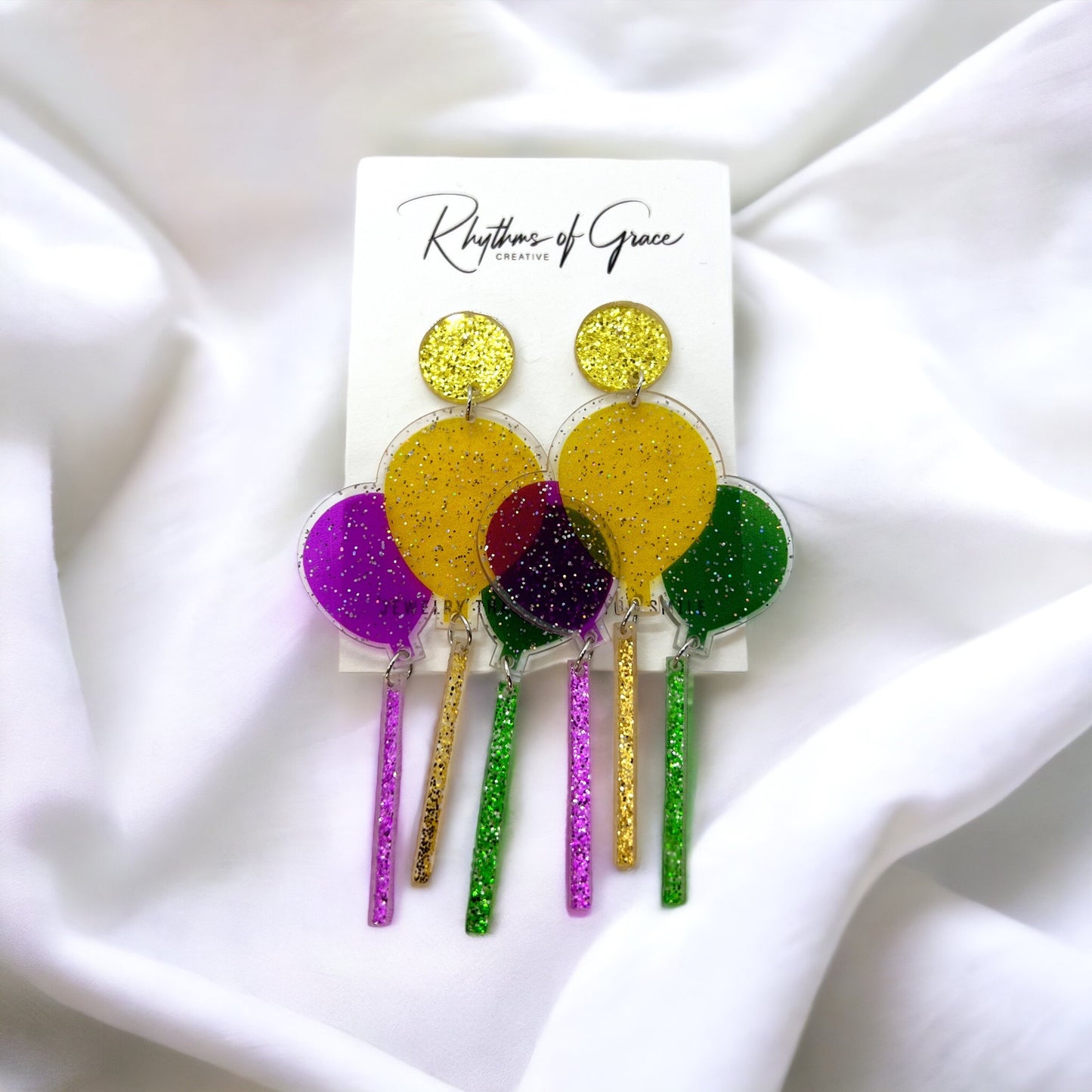 Sparkle & Shine with Our Festive Mardi Gras Dangle Earrings! 🎭 - Rhythms of Grace Creative