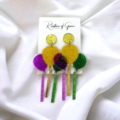 Sparkle & Shine with Our Festive Mardi Gras Dangle Earrings! 🎭 - Rhythms of Grace Creative