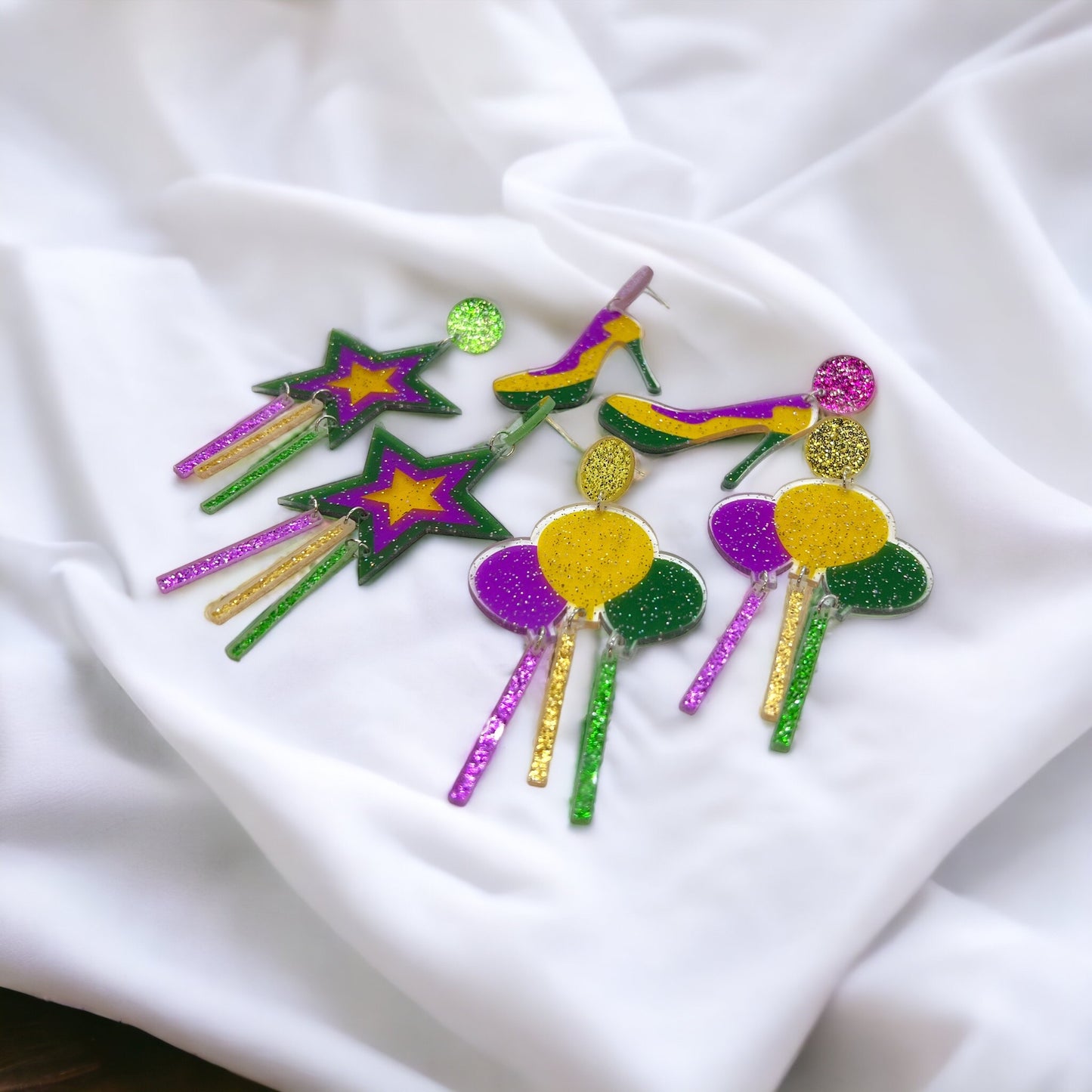 Sparkle & Shine with Our Festive Mardi Gras Dangle Earrings! 🎭 - Rhythms of Grace Creative