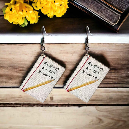 Math Made Stylish: Wooden Math Teacher Drop Earrings – Smart, Fun & Totally You!