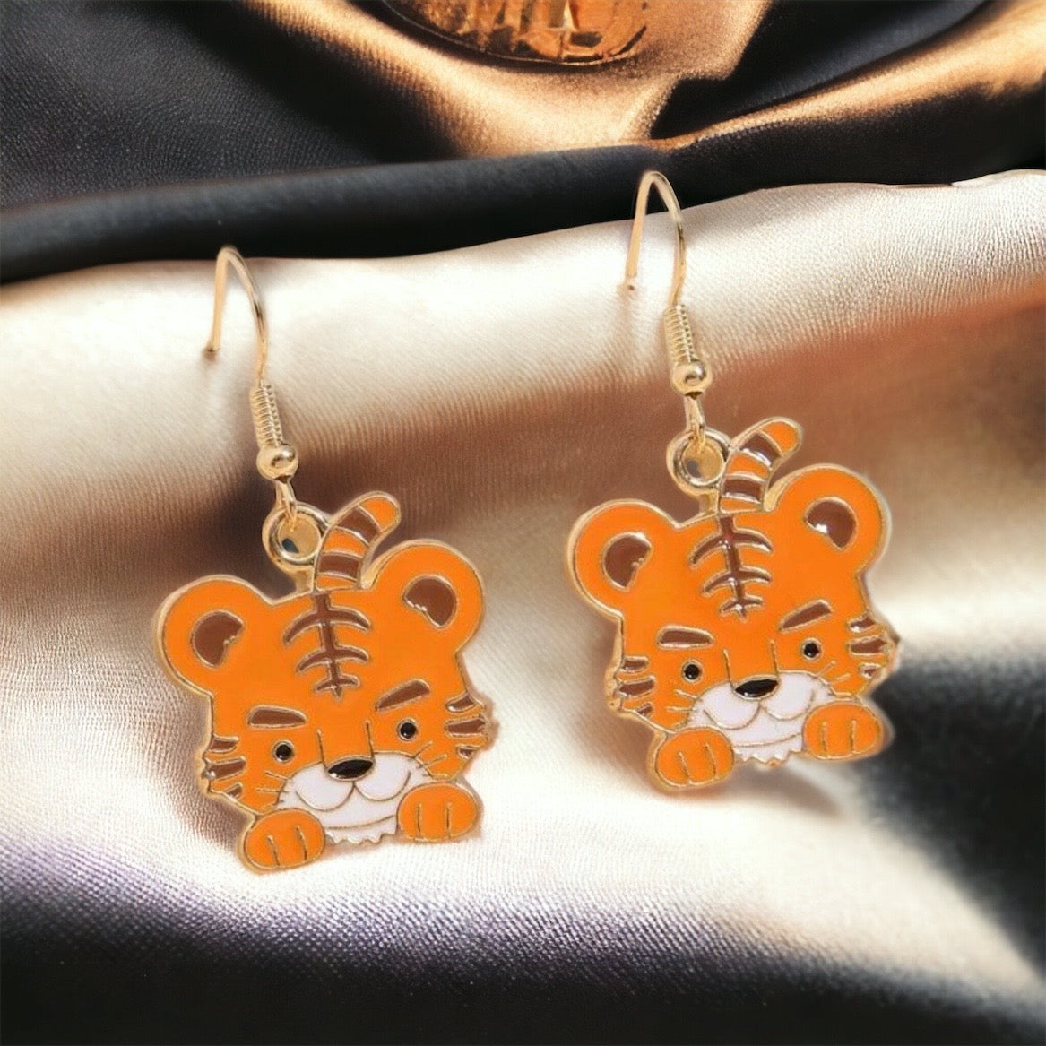 Cartoon Tiger Earrings - Louisiana Football, Tiger Jewelry, Handmade Earrings, Tigers Earring, Handmade Jewelry, Kids Tiger Accessories - Rhythms of Grace Creative