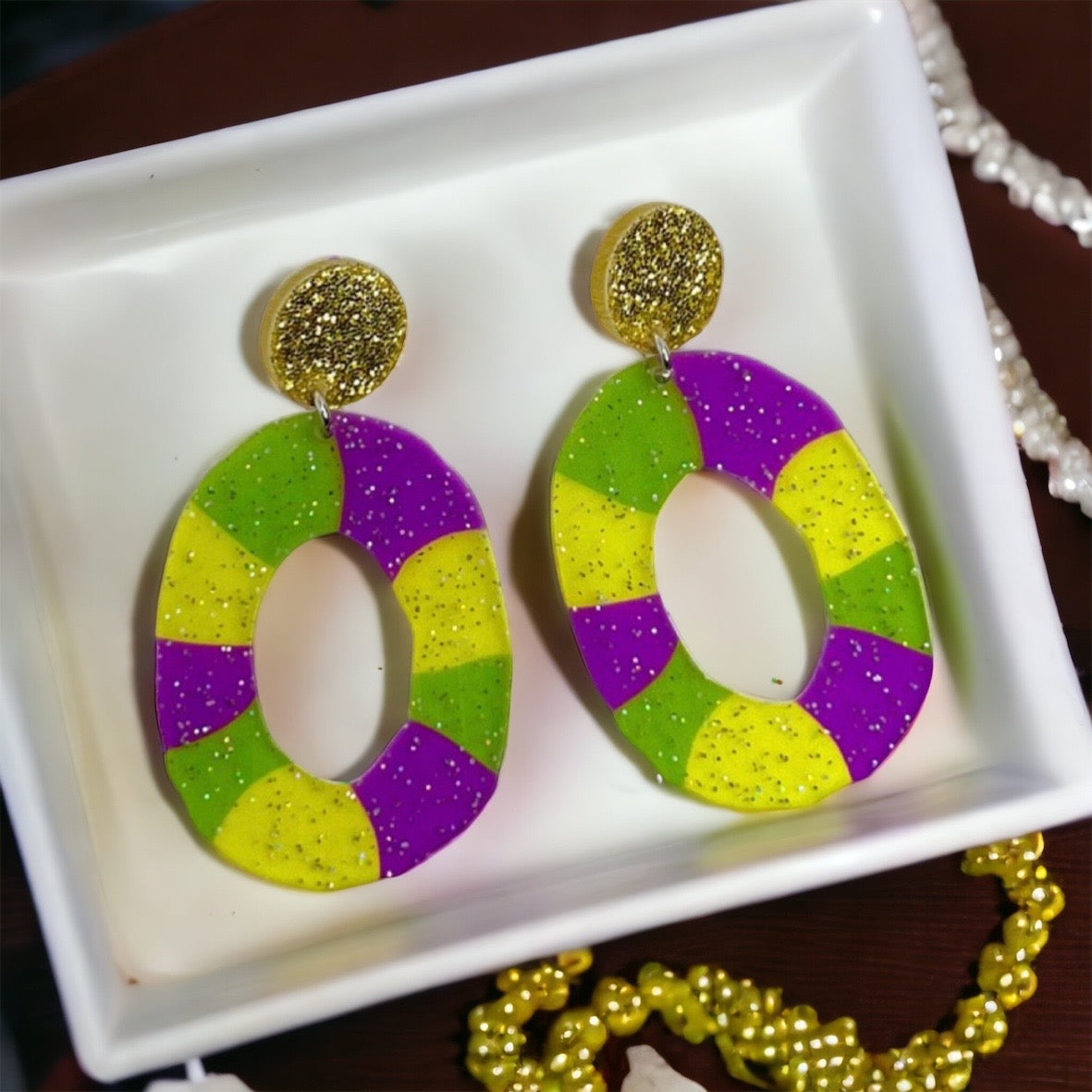 Sweeten Your Mardi Gras: Whimsical King Cake Dangle Earrings! - Rhythms of Grace Creative