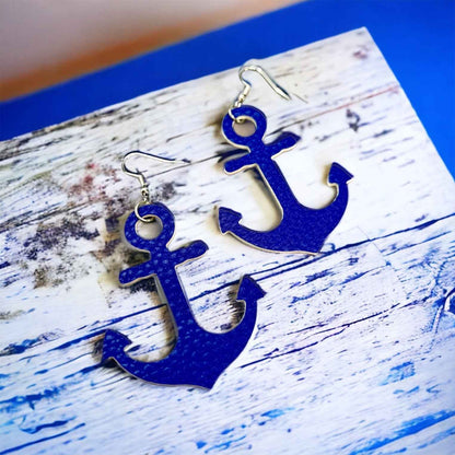 Blue Anchor Earrings – Nautical Vibes, Handmade Style! ⚓