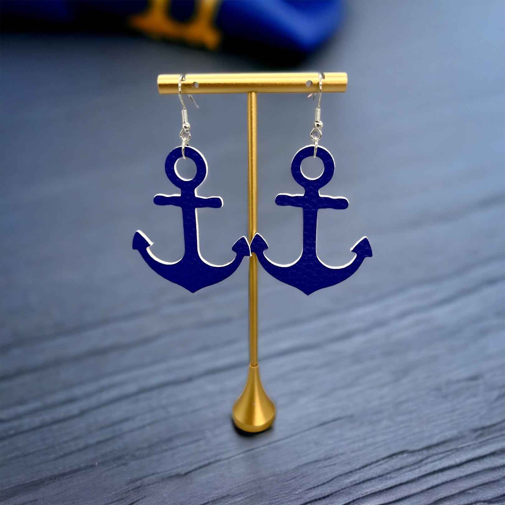 Blue Anchor Earrings – Nautical Vibes, Handmade Style! ⚓
