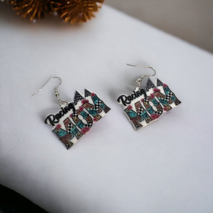 Racing Mom Earrings - Racetrack Earrings, Race Car, Drag Race, Racing Mama - Rhythms of Grace Creative