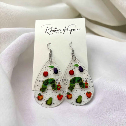 Chomp into Charm – Hungry Caterpillar Teacher Earrings