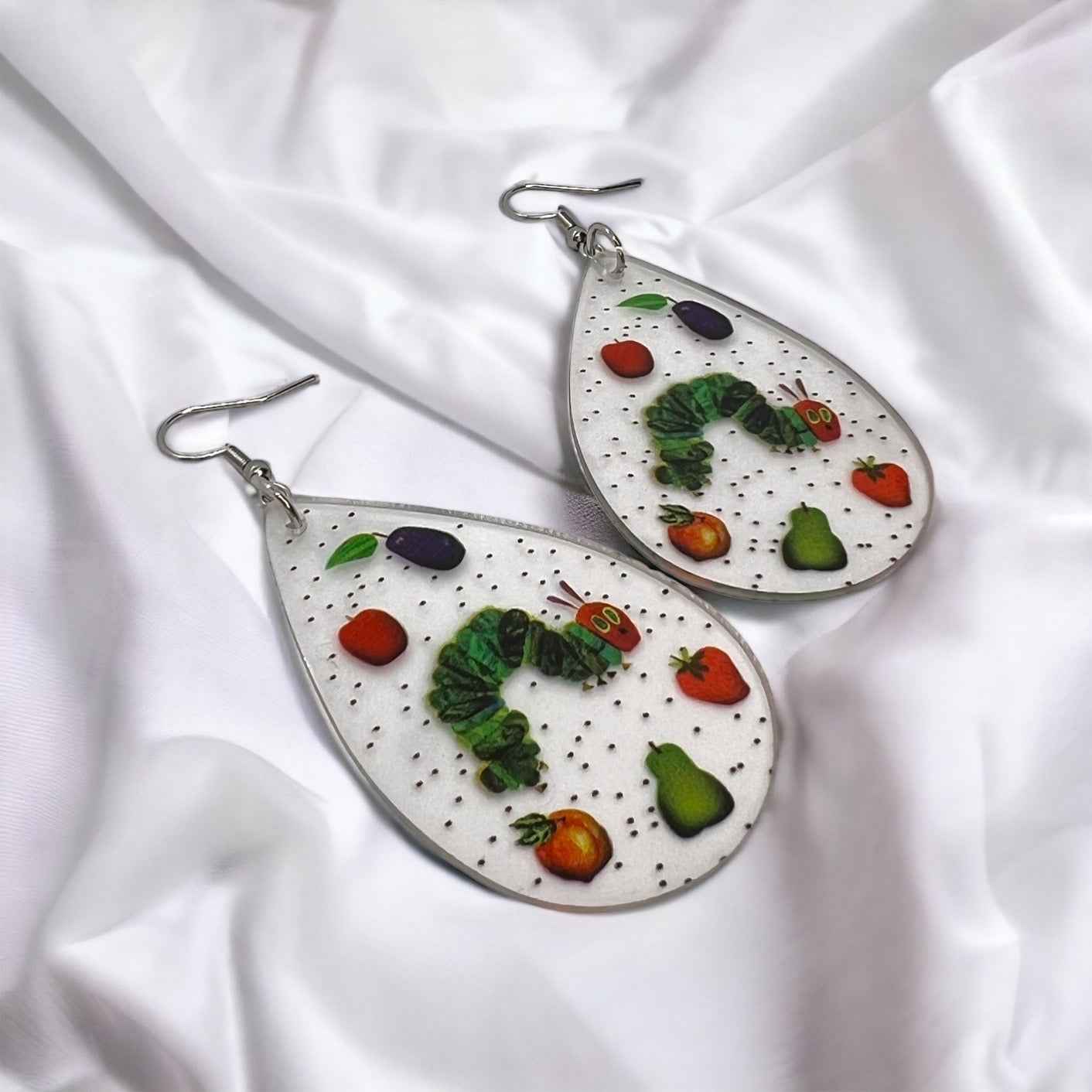 Chomp into Charm – Hungry Caterpillar Teacher Earrings