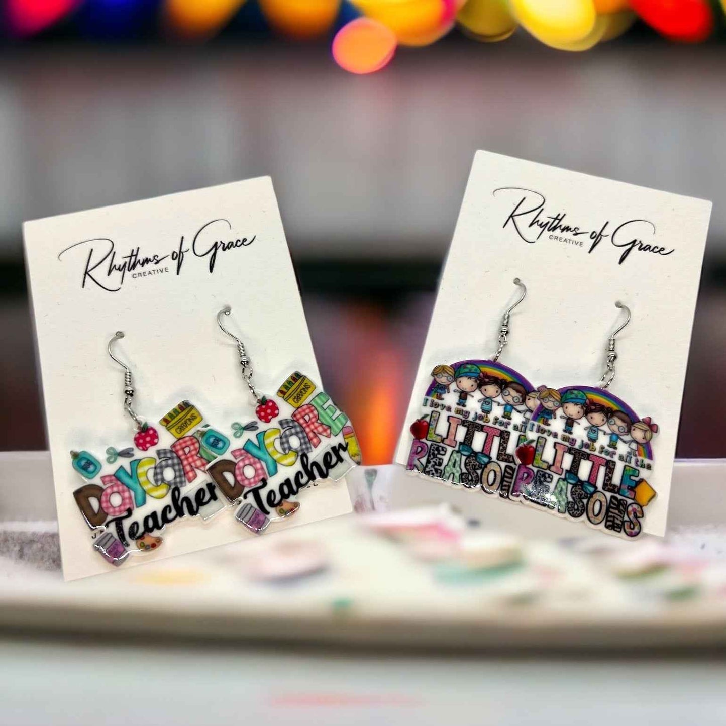 ABC’s & Sunshine: Colorful Daycare Teacher Earrings for Preschool Vibes