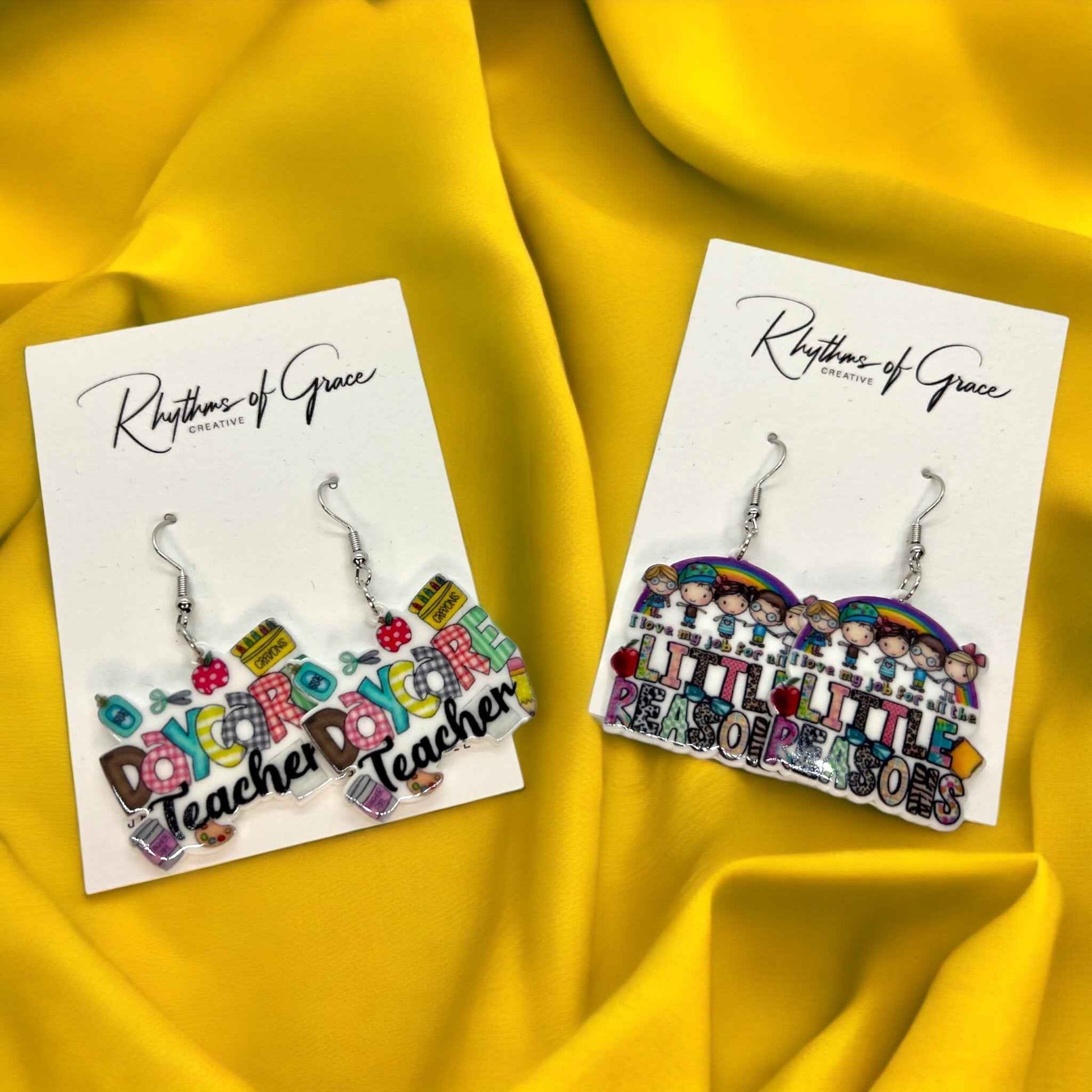 ABC’s & Sunshine: Colorful Daycare Teacher Earrings for Preschool Vibes