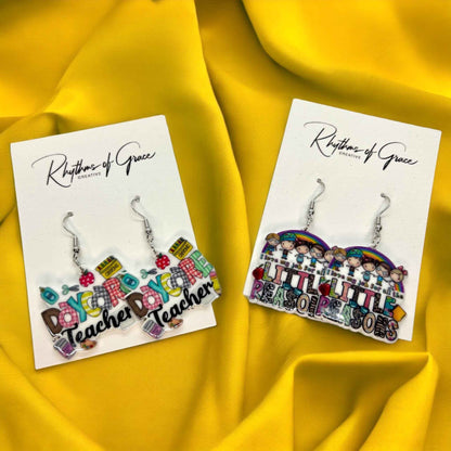 ABC’s & Sunshine: Colorful Daycare Teacher Earrings for Preschool Vibes
