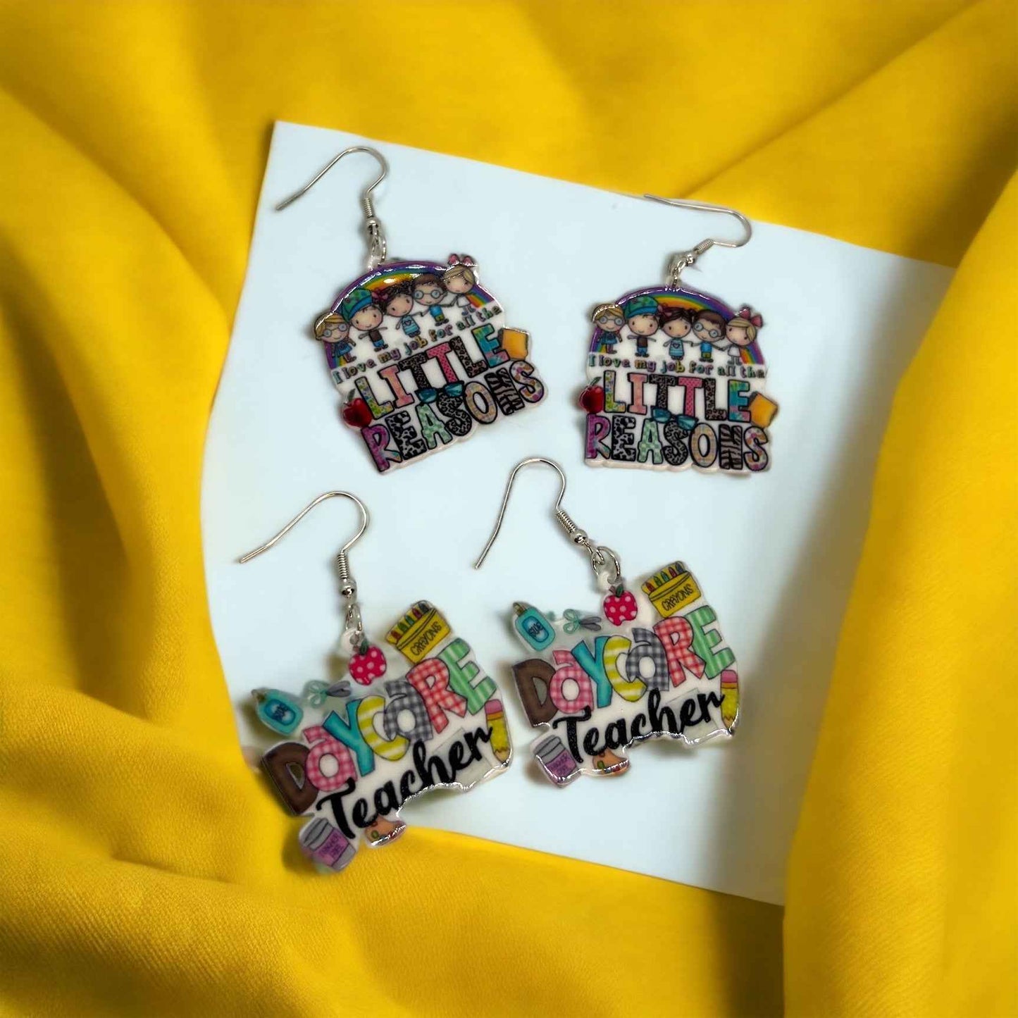 ABC’s & Sunshine: Colorful Daycare Teacher Earrings for Preschool Vibes