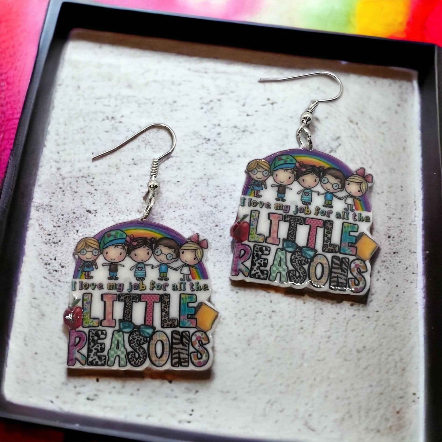 ABC’s & Sunshine: Colorful Daycare Teacher Earrings for Preschool Vibes