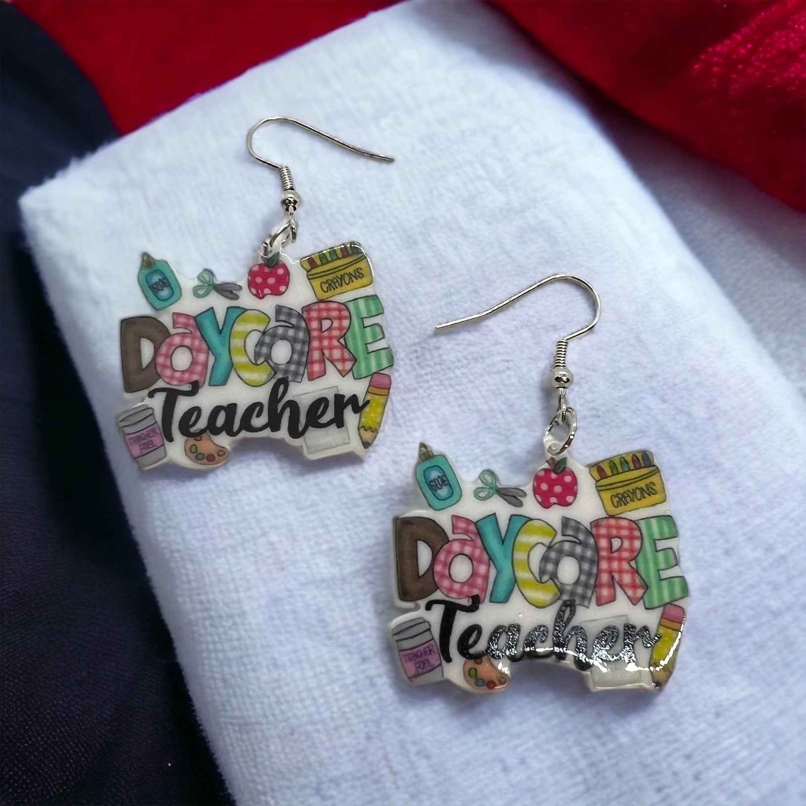 ABC’s & Sunshine: Colorful Daycare Teacher Earrings for Preschool Vibes