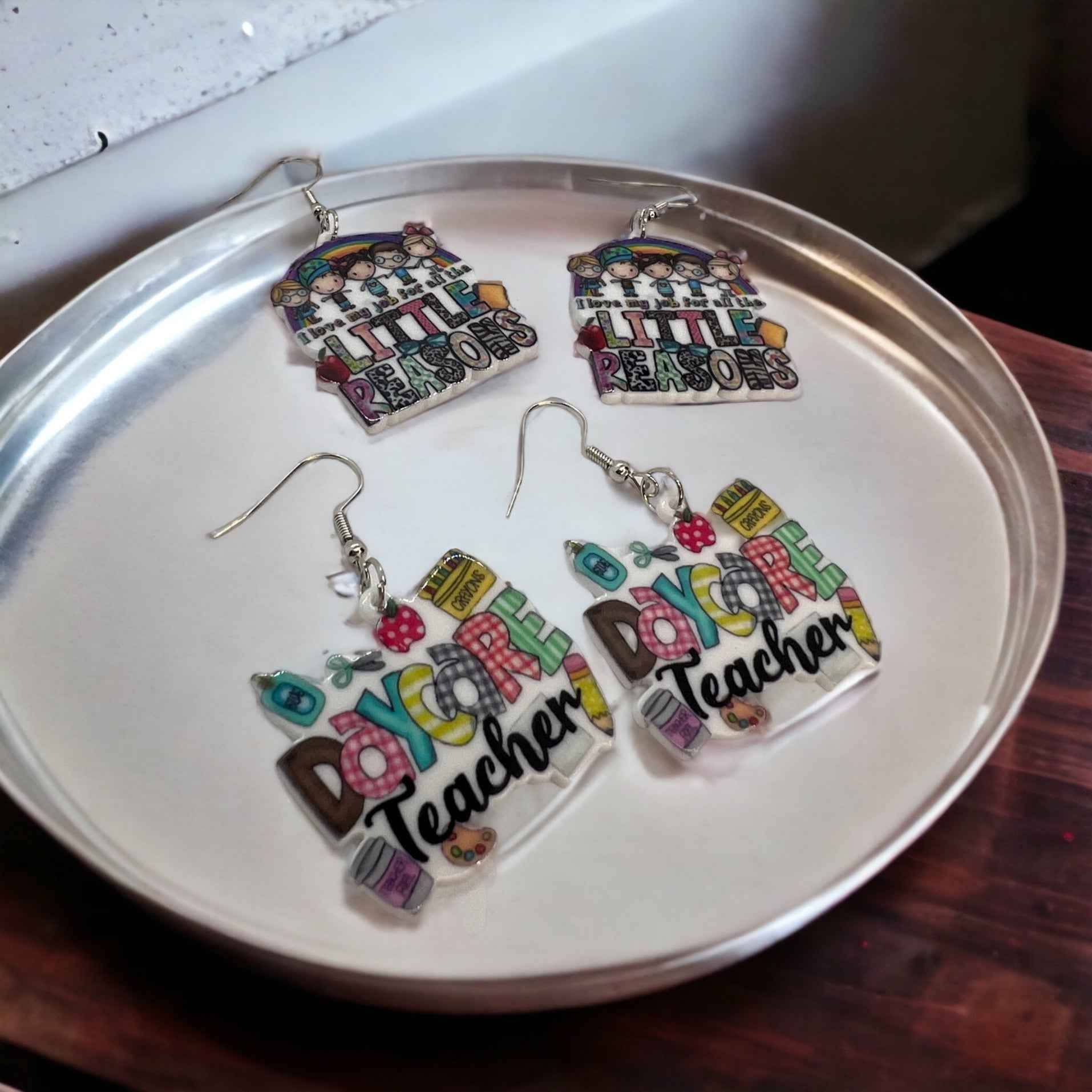 ABC’s & Sunshine: Colorful Daycare Teacher Earrings for Preschool Vibes