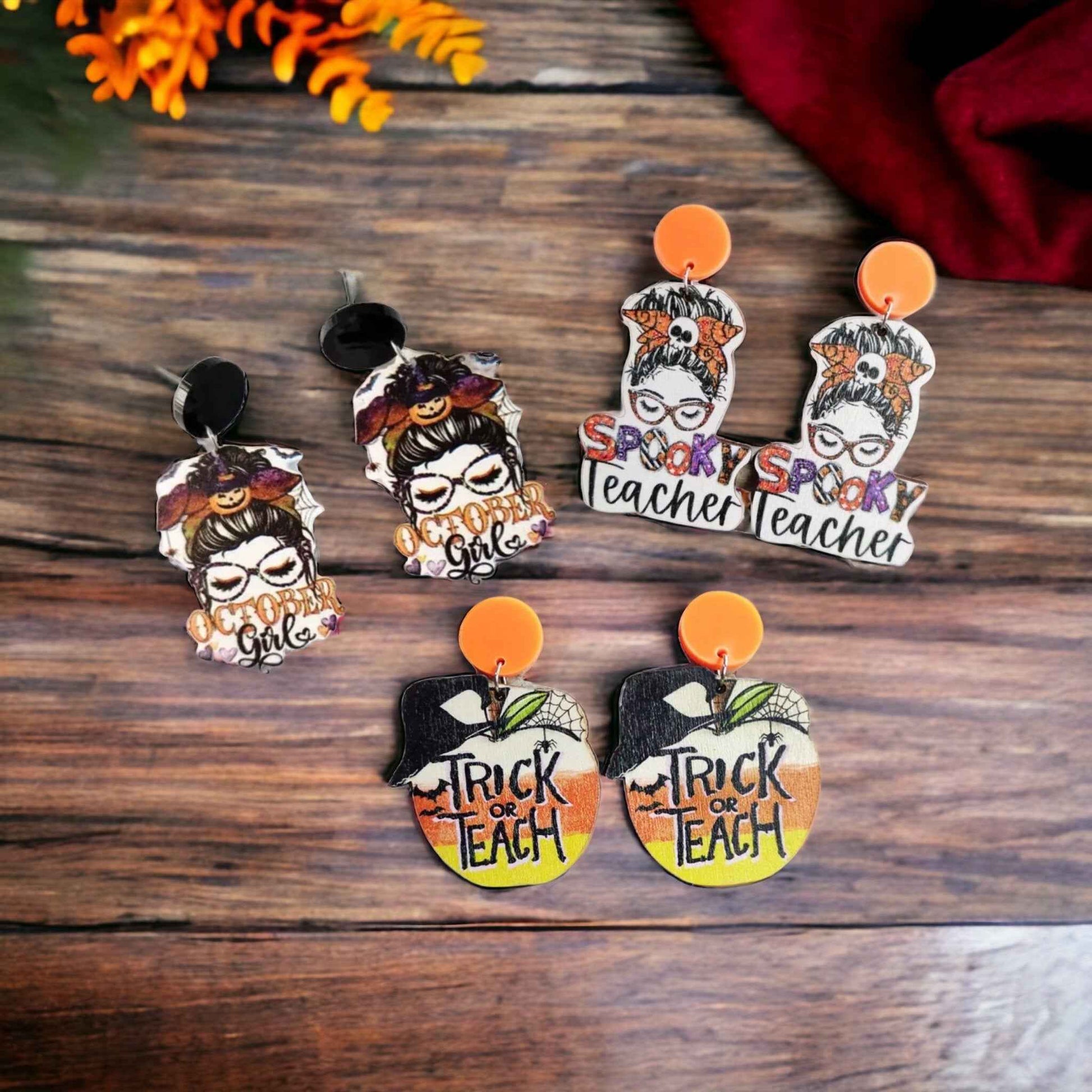 Halloween Teacher Earrings - Trick or Teach