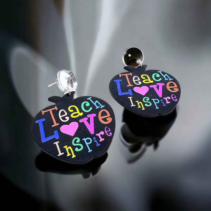 Teach • Love • Inspire – Apple Earrings for A+ Educators