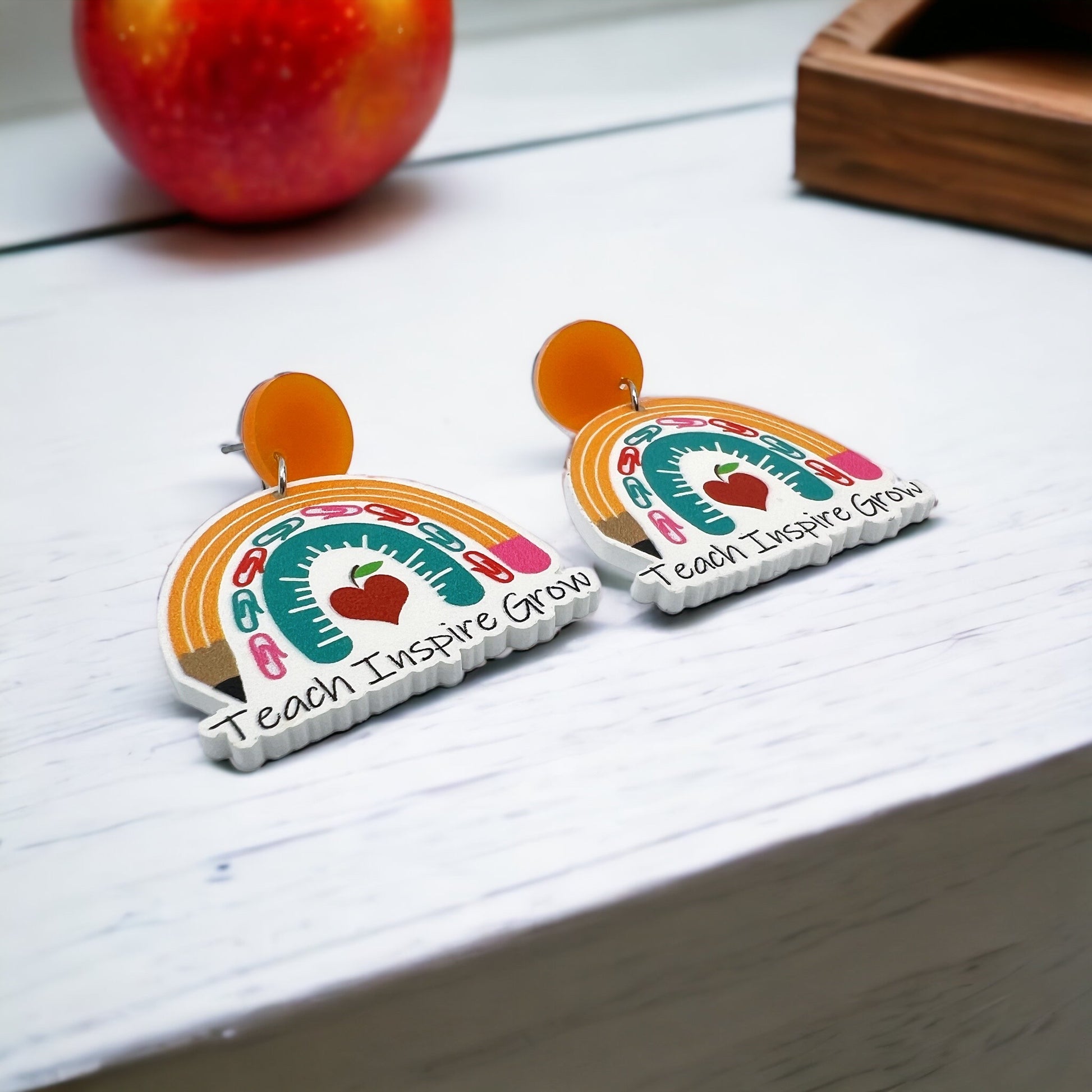 Rainbow Teacher Dangle Earrings - Brighten Up the Classroom! - Rhythms of Grace Creative