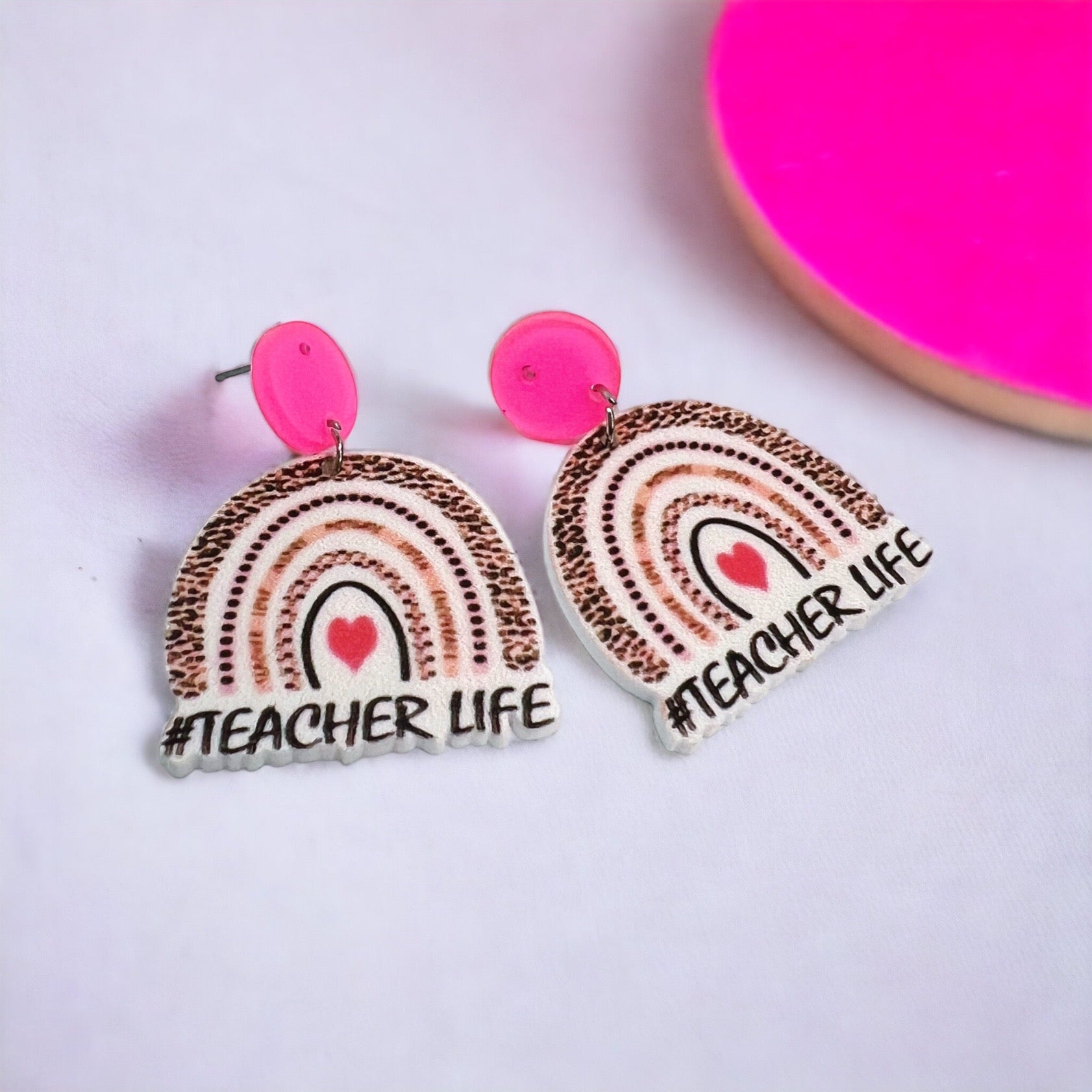 Rainbow Teacher Dangle Earrings - Brighten Up the Classroom! - Rhythms of Grace Creative