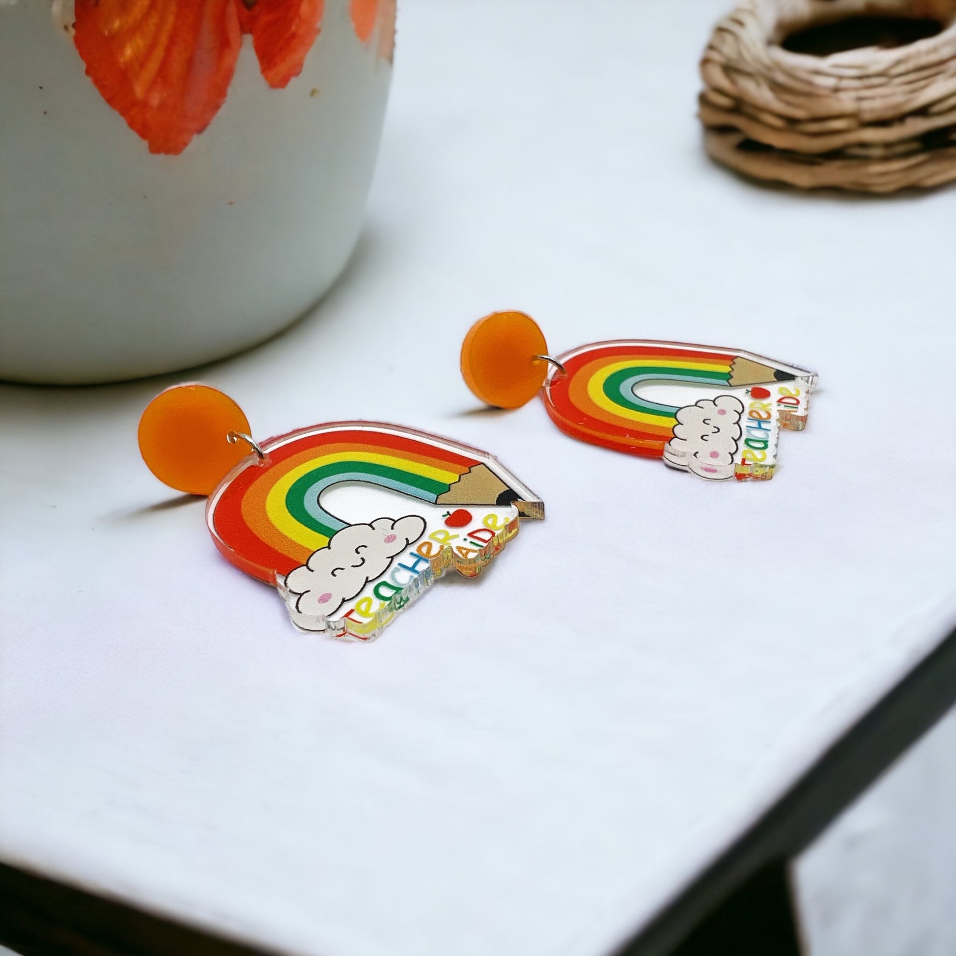 Rainbow Teacher Dangle Earrings - Brighten Up the Classroom! - Rhythms of Grace Creative
